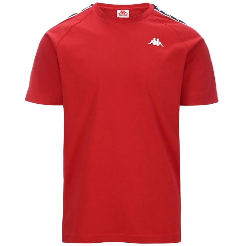 222 BANDA COEN SLIM tričko červená,černý pruh,bílé logo i proužky