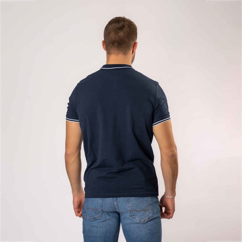 LOGO EZIO SLIM polo (351683W) tm.modrá,bílý proužek