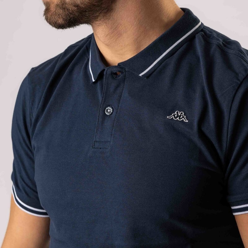 LOGO EZIO SLIM polo (351683W) tm.modrá,bílý proužek