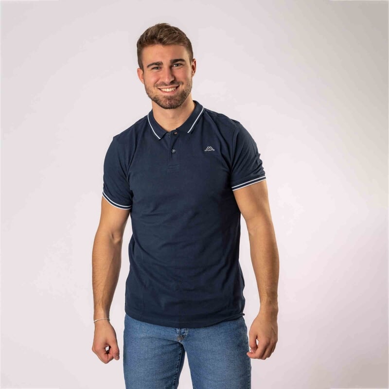 LOGO EZIO SLIM polo (351683W) tm.modrá,bílý proužek